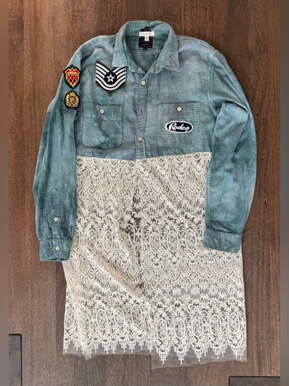 Tricia Fix Vintage Upcycled Flannel Lace Duster